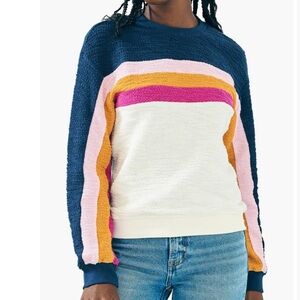 Faherty vista stripe pullover organic cotton sweatshirt top S